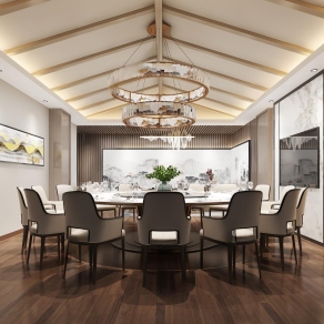 新中式包厢3D模型下载